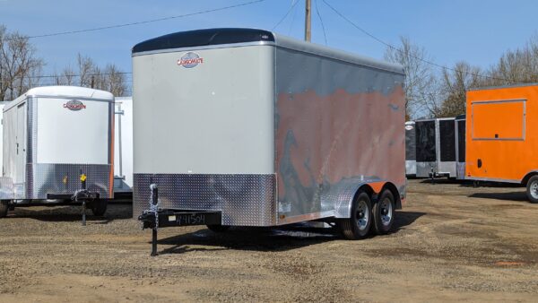 2024 Blazer by Cargo Mate Enclosed Trailer 7x14 9800 GVW Extra Height Barn Doors NEW Color *Dove Grey*