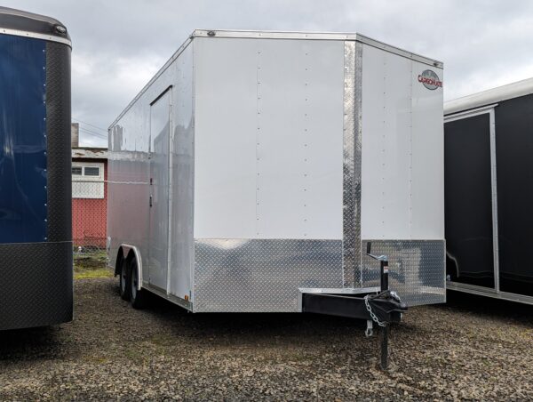 Spring Sale 2023 E-Series by Cargo Mate 8.5x18 Extra Height Enclosed Car Hauler Cargo Trailer 6'8" Ramp door opening 16" On center Framing on Walls/Floor!