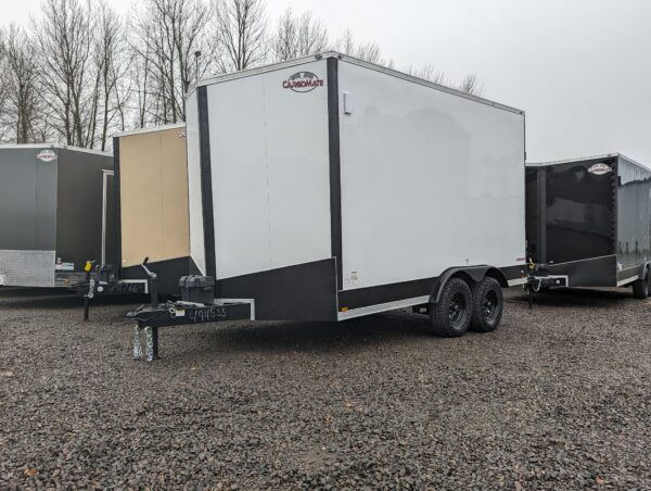 2024 E-Series by Cargo Mate (7.5)8x14 Extra Height Enclosed Cargo Trailer 6'11" Ramp door opening 16" on center Floor/Walls Insulated Ceiling