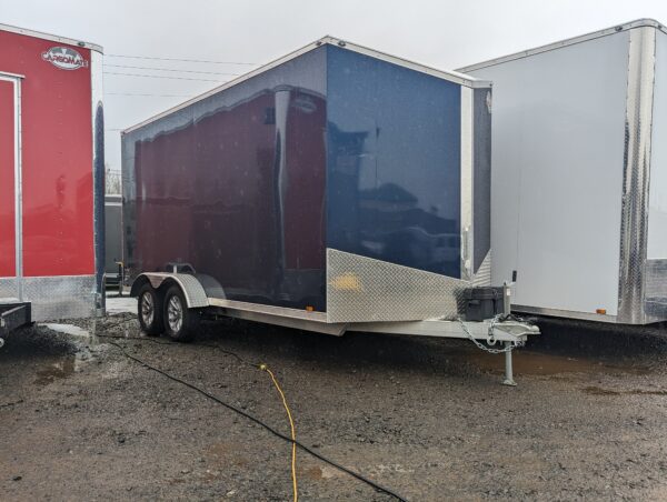 Spring Sale 2023 Redline by Cargo Mate 7x16 7000GVW Enclosed Cargo Trailer Insulated 3-year warranty Battery with 12V Power Strip Lights RV Side Door on the Roadside