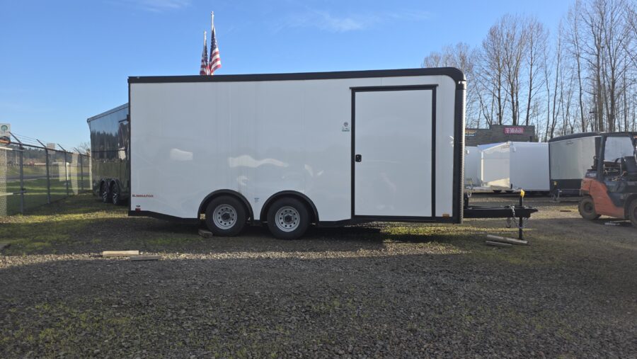 2025 Eliminator by Cargo Mate 8.5x18 9800GVW Vehicle Hauler 6'9" Rear door Opening