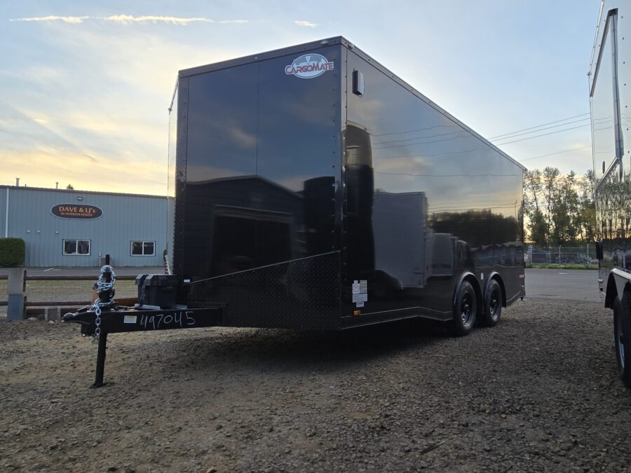 (Back in Stock) 2025 E-Series by Cargo Mate 8.5x18 Extra Height Enclosed Car Hauler Cargo Trailer 81" Ramp door opening 16" On center Framing on Walls/Floor PolyCORE Siding