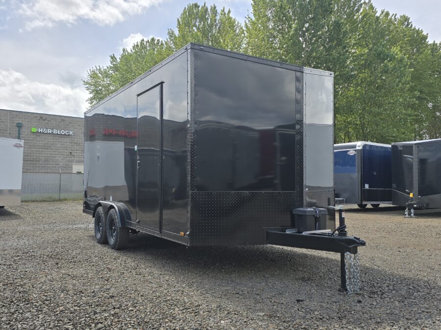 2025 E-Series by Cargo Mate (7.5) 8x18 7000GVW Enclosed Cargo Trailer 78" Reinforced Ramp Door 4" Axle Lift UTV Hauler APEX Tires Insulated Screwless Exterior Pure Black PolyCORE AP - Image 6
