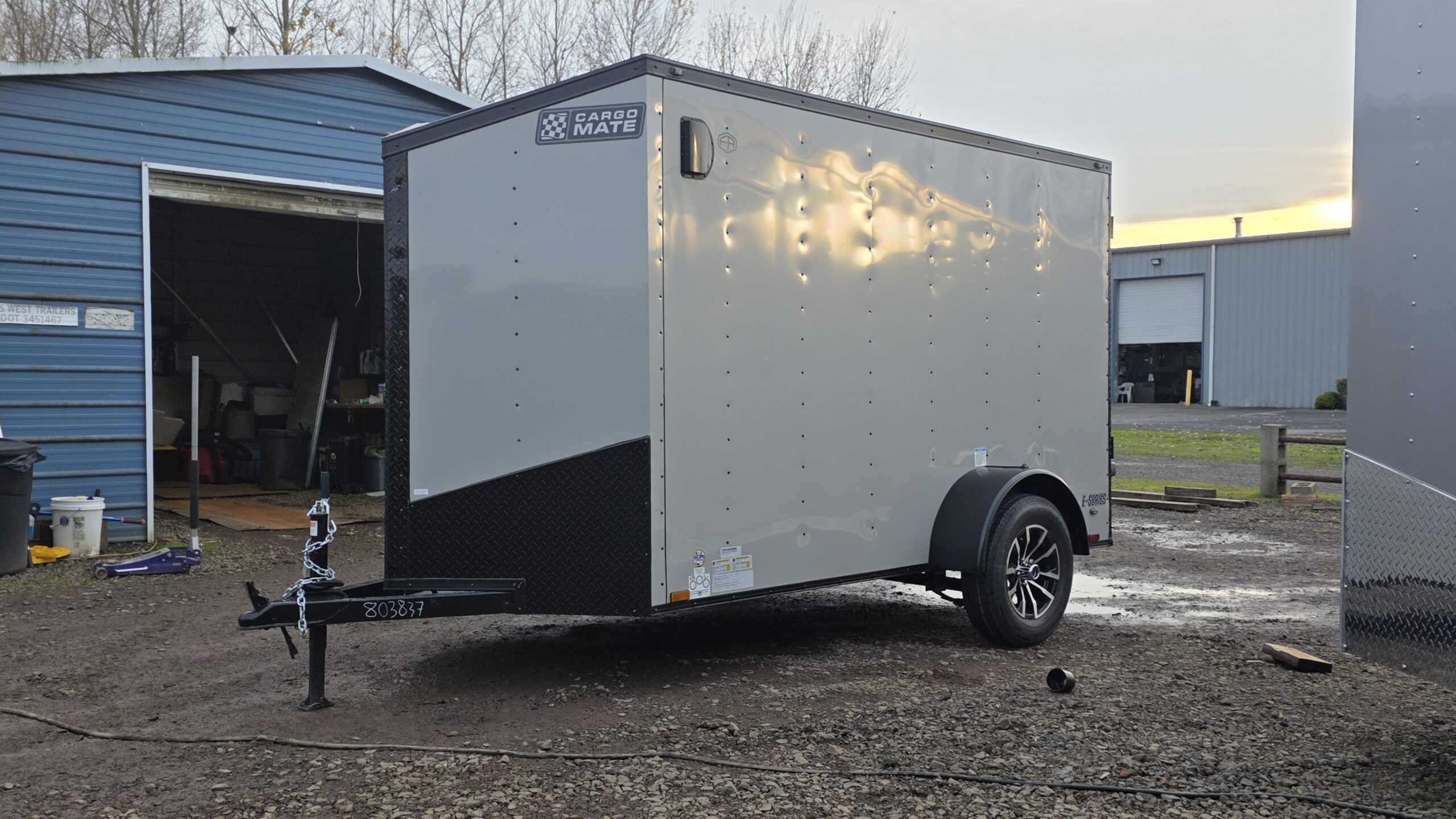 2026 Cargo Mate 5x10 Enclosed Cargo Tailer 12" Extra Height Aluminum Wheels Pure Black