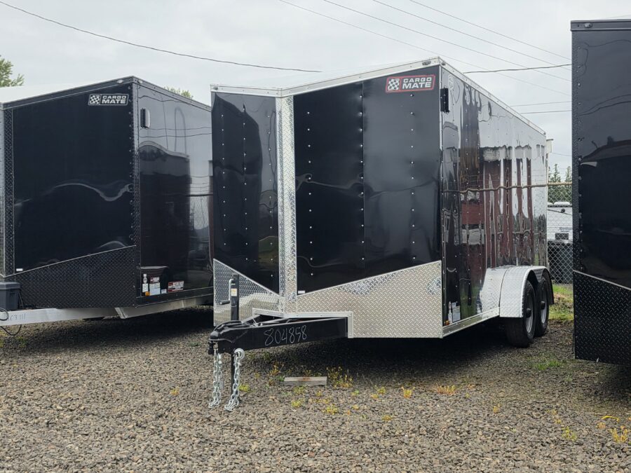 2026 Enclosed Cargo Trailer 7x16 Cargo Mate Heavy-Duty Trailer 9800GVW 1-Piece Roof 54" Tongue