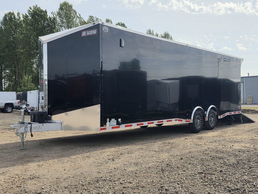 2027 Cargo Mate Aluminum Redline 8.5x28 12000GVW Vehicle Hauler Insulated 110v Power Spread Axle Interior Package PolyCore