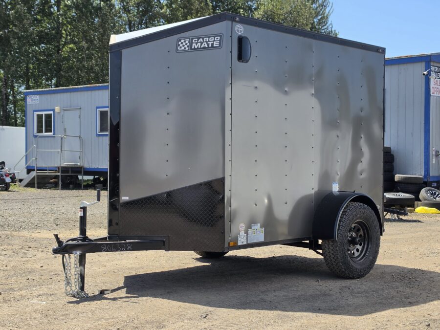 2026 Cargo Mate 5x8 Enclosed Cargo Tailer 12" Extra Height Apex Tires Pure Black