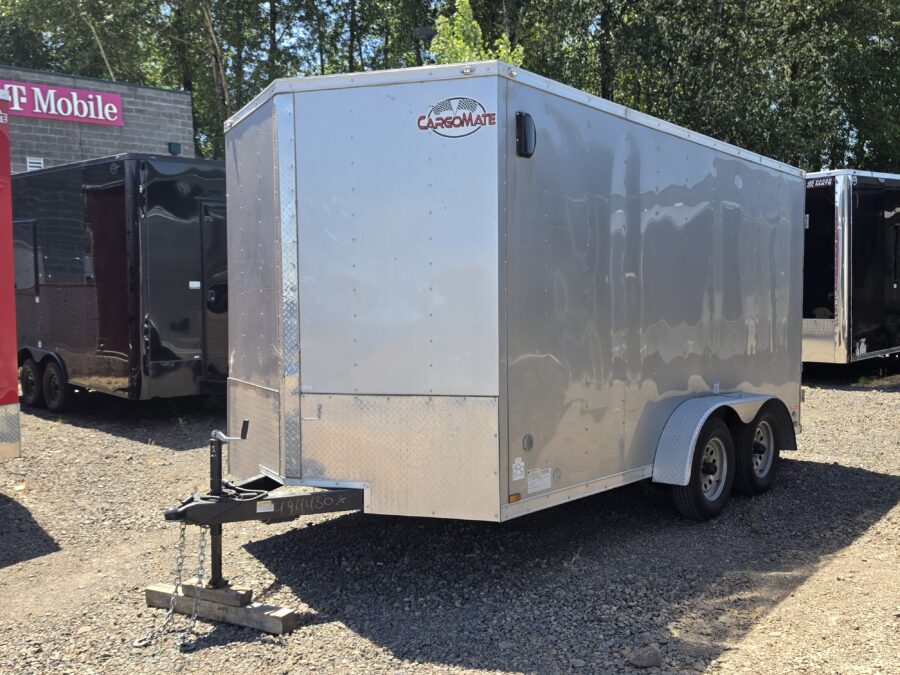 USED 2024 Cargo Mate Enclosed Cargo Trailer 7x14 Extra Height Barn Doors 110v Power
