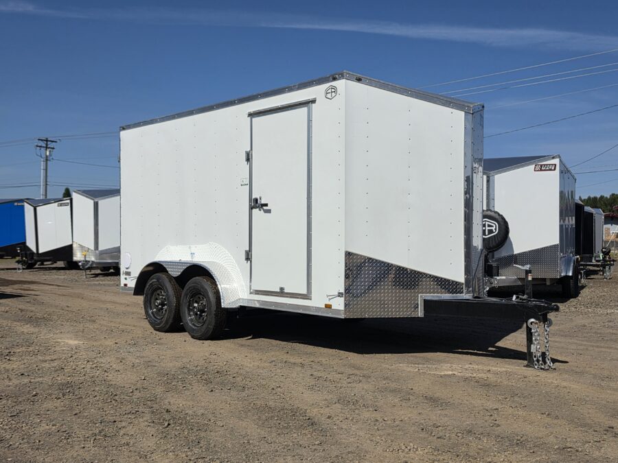 2027 Enclosed Cargo Trailer 7x14 Cargo Mate Heavy-Duty Trailer 9800GVW 10-Ply Hex-Flooring 1-Piece Roof Extended Tongue