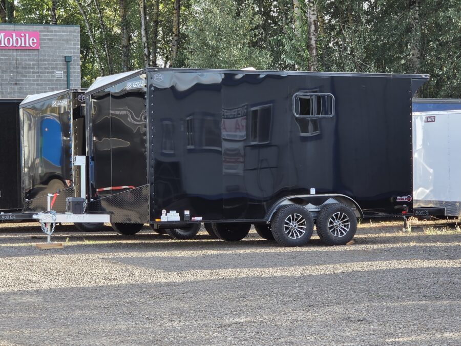 2027 Aluminum Enclosed Cargo Trailer 8x16 9800GVW Cargo Mate Redline Insulated Torsion Axles 30-Amp Power Aluminum Interior Walls Lifted with Apex Tires *ON ORDER*