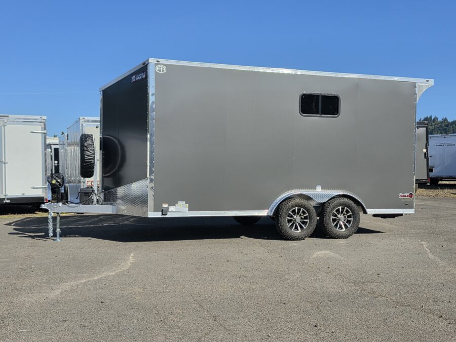 2027 Aluminum Enclosed Cargo Trailer 8x16 7000GVW Cargo Mate Redline Insulated Torsion Axles 30-Amp Power Aluminum Interior Walls Lifted with Apex Tires