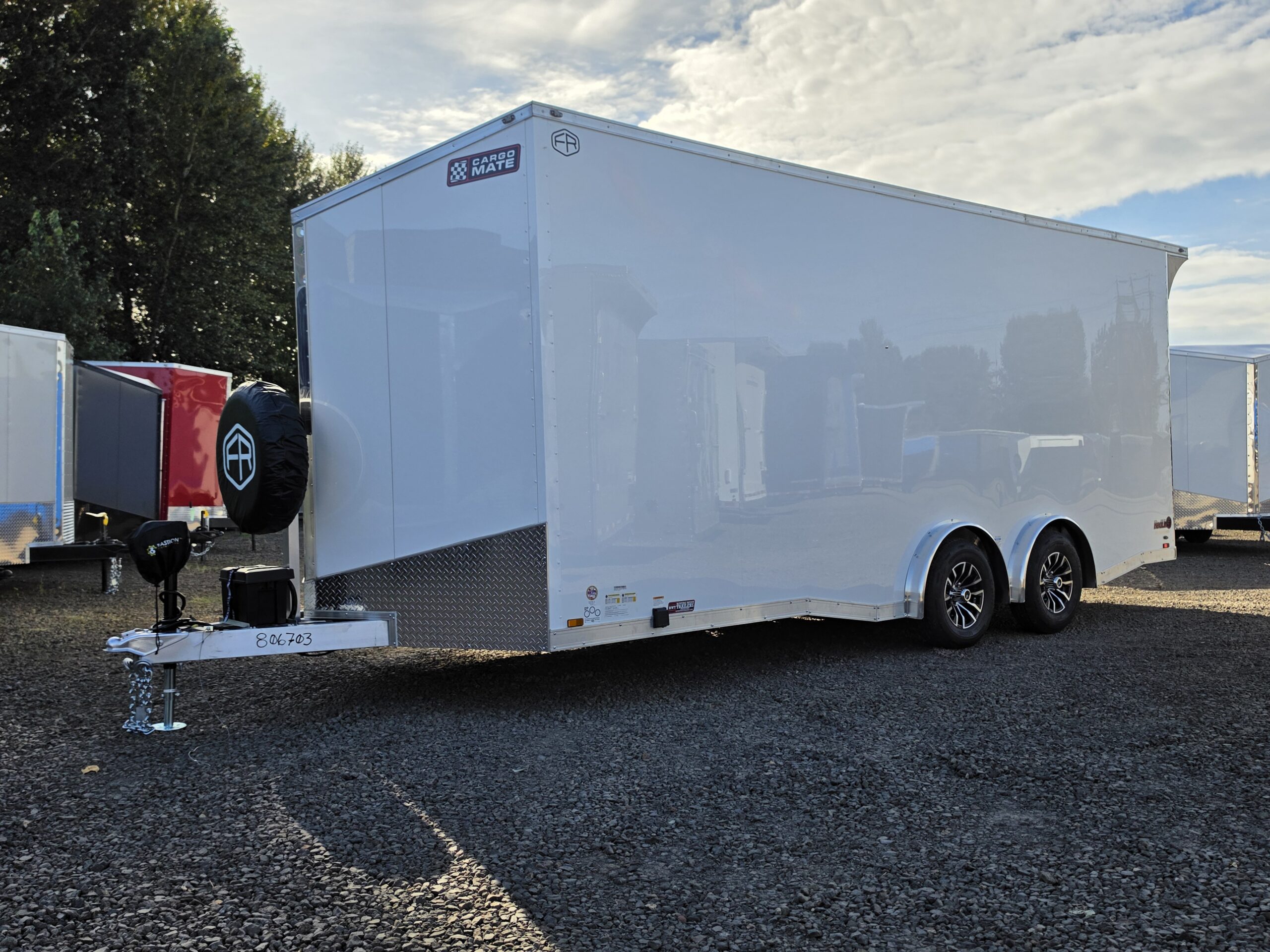 2027 Cargo Mate Custom Aluminum Redline 8x20 9800GVW UTV & Vehicle Hauler PolyCore 110v Cabinets
