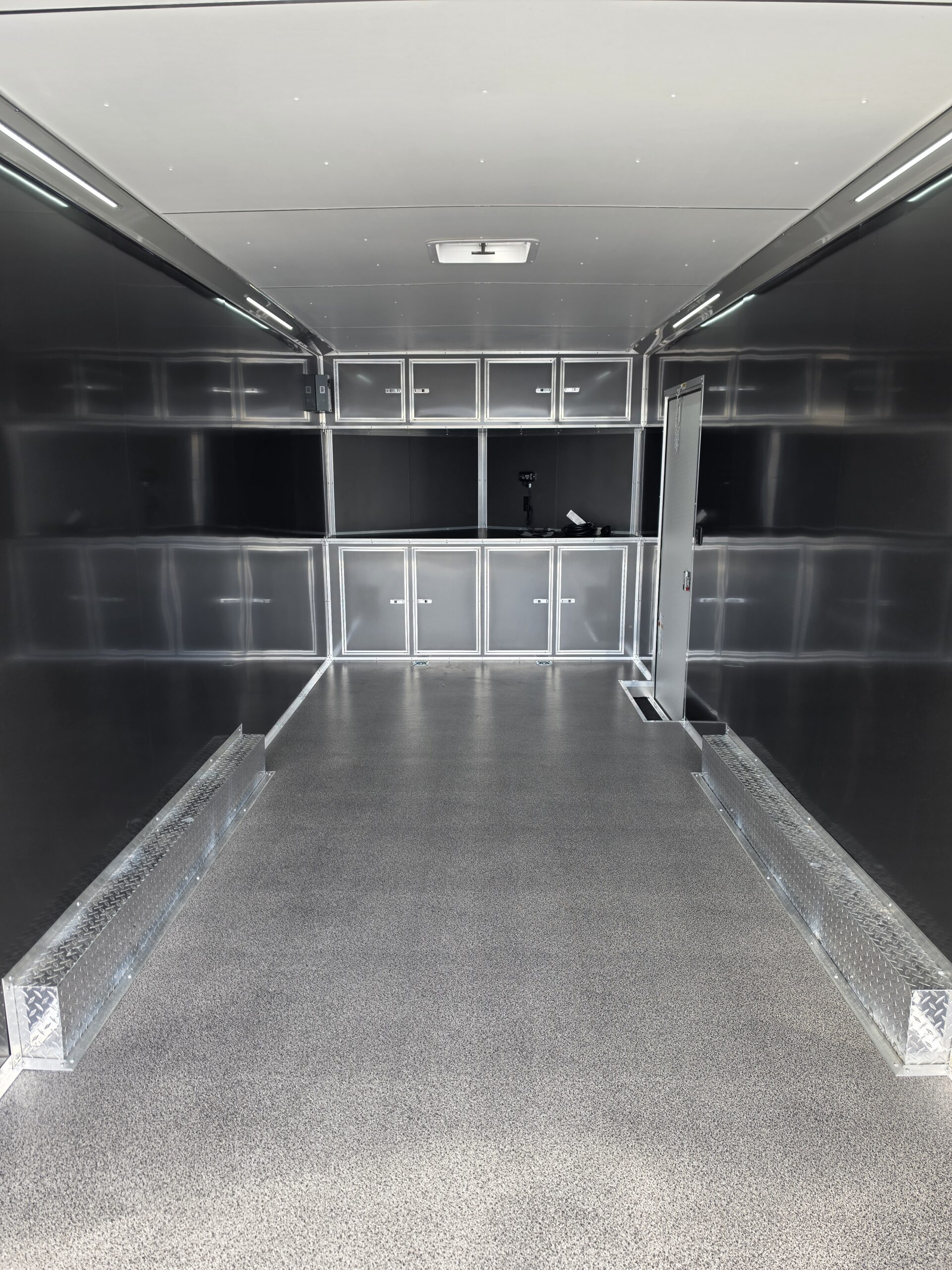 2027 Cargo Mate Custom Aluminum Redline 8x20 9800GVW UTV & Vehicle Hauler PolyCore 110v Cabinets - Image 4