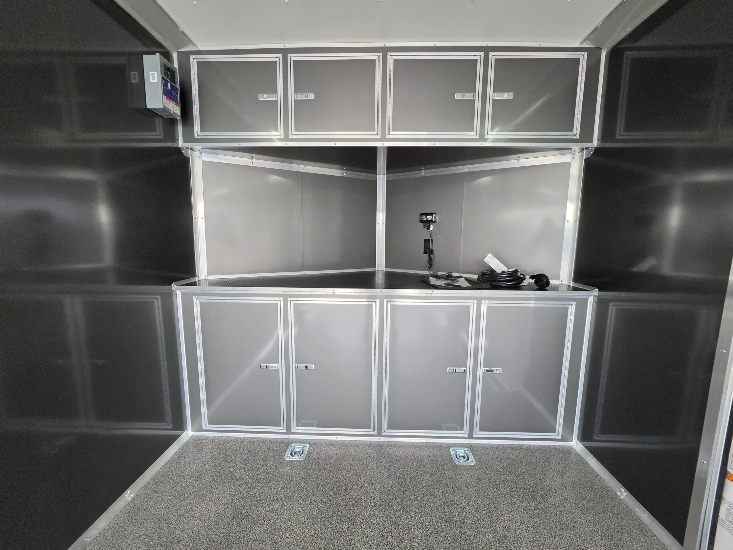 2027 Cargo Mate Custom Aluminum Redline 8x20 9800GVW UTV & Vehicle Hauler PolyCore 110v Cabinets - Image 2