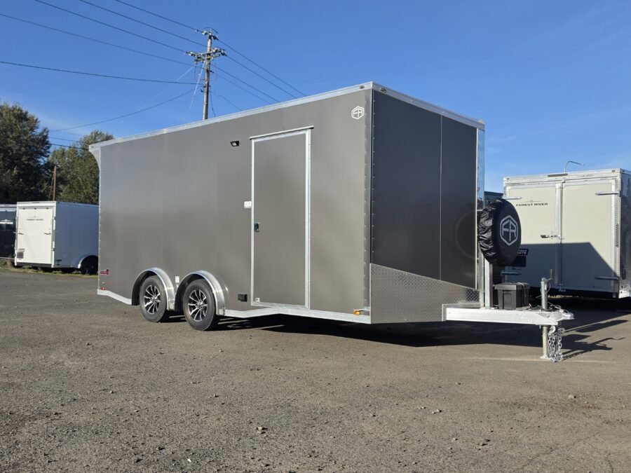 2027 Cargo Mate Custom Aluminum Redline 8x18 7000GVW UTV & Vehicle Hauler PolyCore 110v Cabinets